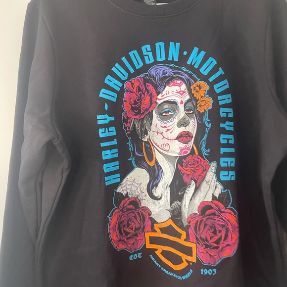Harley-Davidson Black Sweatshirt with Colorful Graphic - Picture 2 of 4